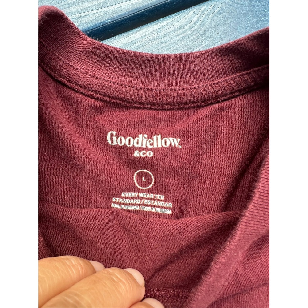 Goodfellow & Co Every Wear Tee Mens Large Burgundy Maroon Short Sleeve Crew Neck